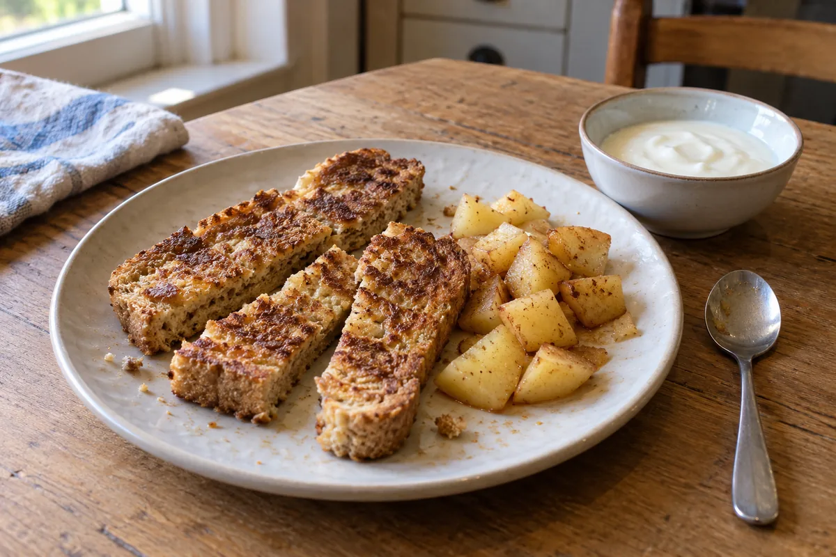 Wholemeal eggy bread with apples