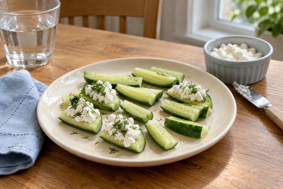 Cucumber & cottage cheese bites