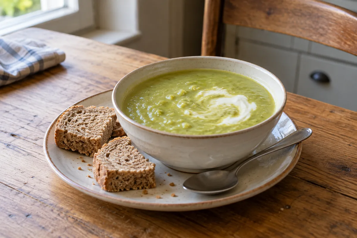 Creamy pea & potato soup