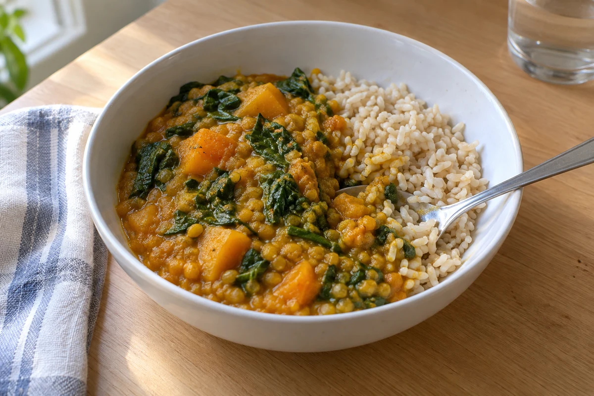 Mild pumpkin & lentil dal