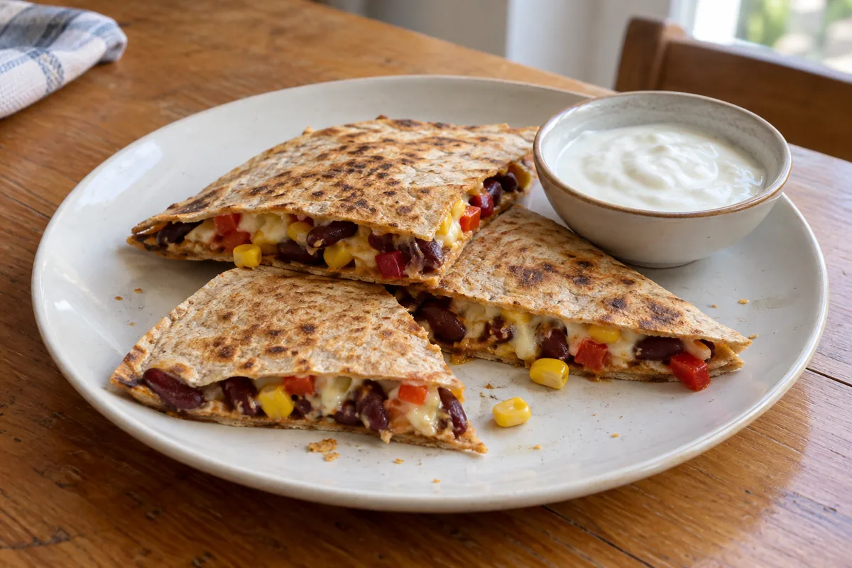 Mild bean & vegetable quesadillas