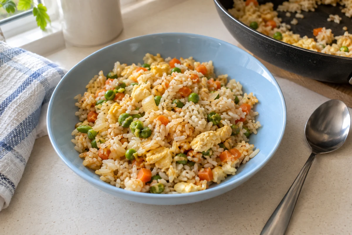 Colourful egg & vegetable rice
