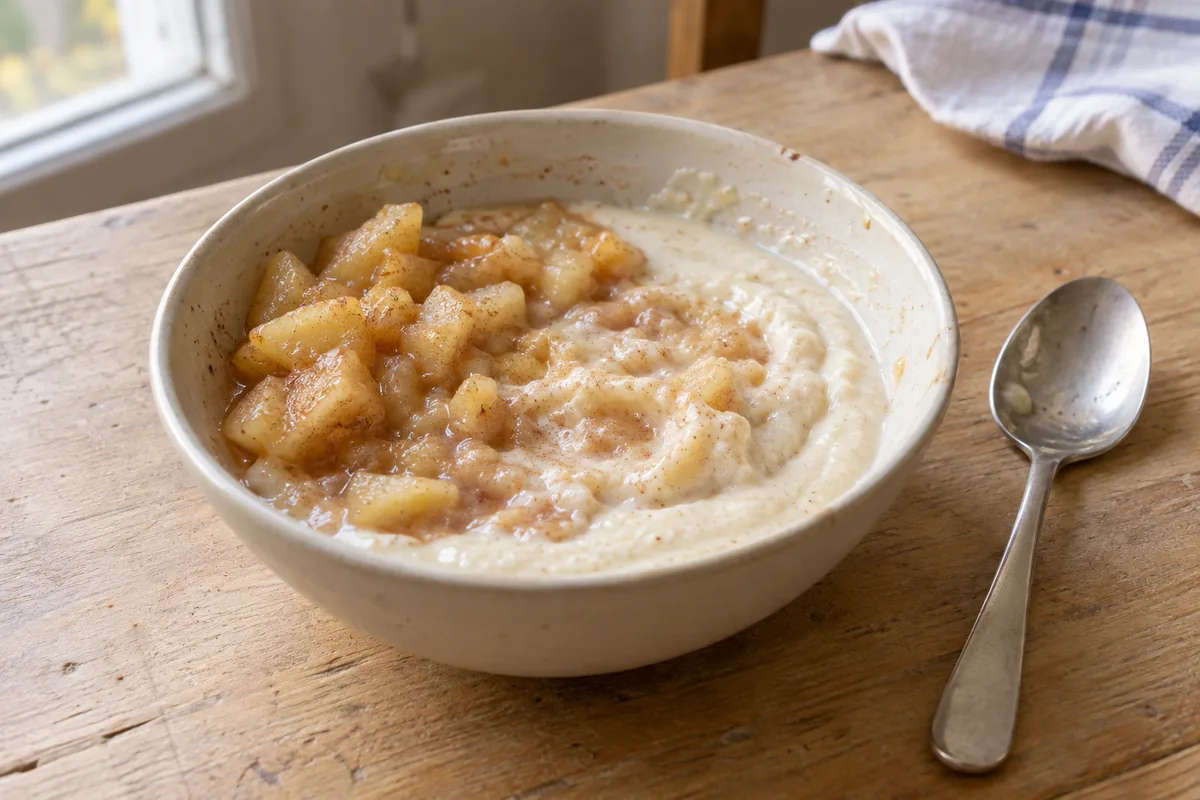 Yoghurt semolina with soft apple