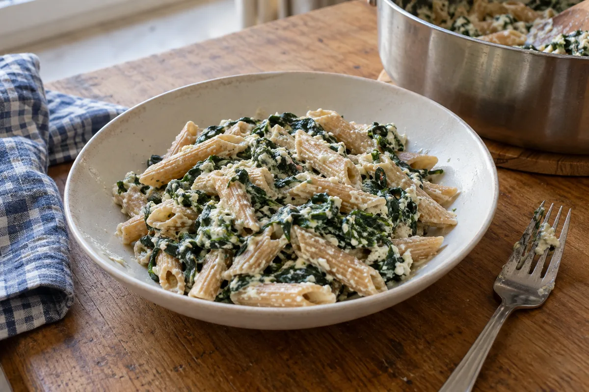 Creamy spinach & ricotta pasta