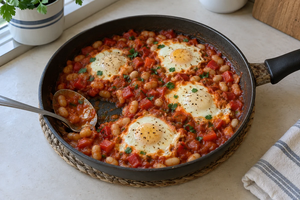 Mild tomato & bean eggs