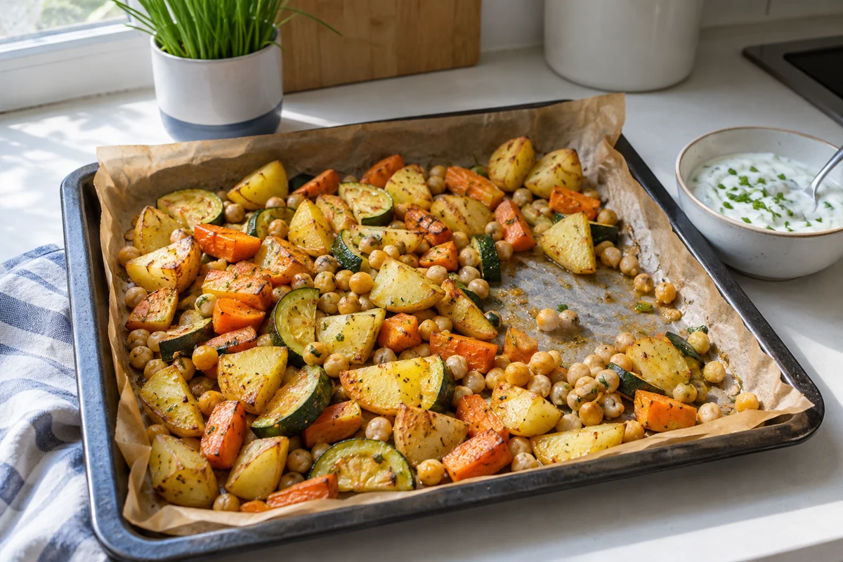 The colourful family traybake